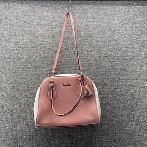 Calvin Klein Crossbody Pink and White Bag Saffiano Leather Minimalist Dome Purse